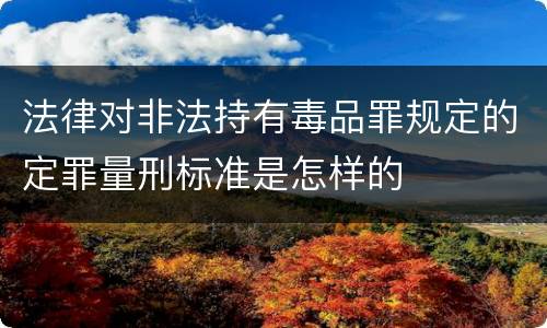 法律对非法持有毒品罪规定的定罪量刑标准是怎样的