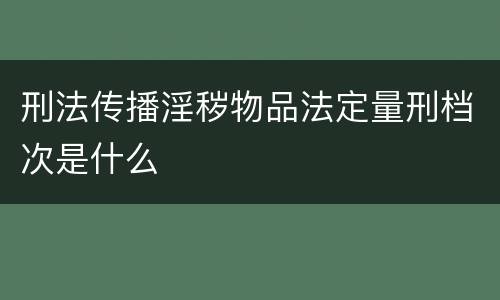 刑法传播淫秽物品法定量刑档次是什么