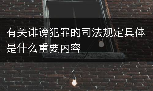 有关诽谤犯罪的司法规定具体是什么重要内容