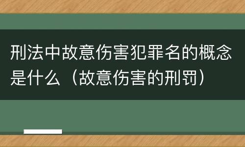 刑法中故意伤害犯罪名的概念是什么（故意伤害的刑罚）