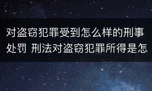 对盗窃犯罪受到怎么样的刑事处罚 刑法对盗窃犯罪所得是怎样处理的