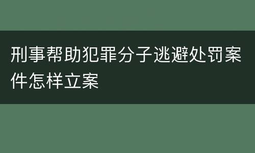 刑事帮助犯罪分子逃避处罚案件怎样立案