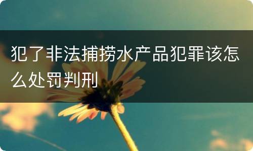 犯了非法捕捞水产品犯罪该怎么处罚判刑