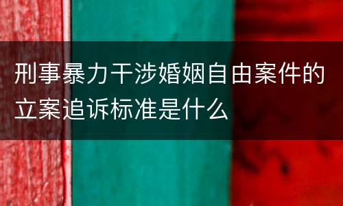 刑事暴力干涉婚姻自由案件的立案追诉标准是什么