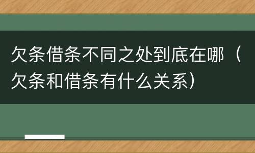 欠条借条不同之处到底在哪（欠条和借条有什么关系）
