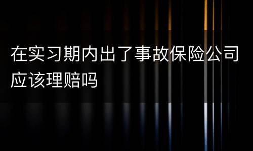 在实习期内出了事故保险公司应该理赔吗