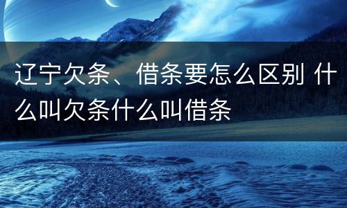 辽宁欠条、借条要怎么区别 什么叫欠条什么叫借条