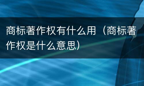 商标著作权有什么用（商标著作权是什么意思）