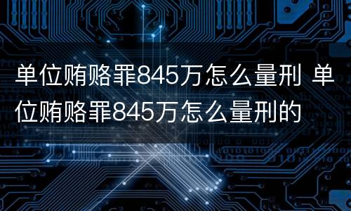 单位贿赂罪845万怎么量刑 单位贿赂罪845万怎么量刑的