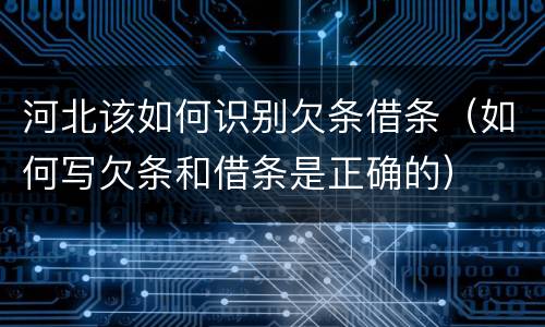 河北该如何识别欠条借条（如何写欠条和借条是正确的）