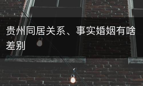 贵州同居关系、事实婚姻有啥差别