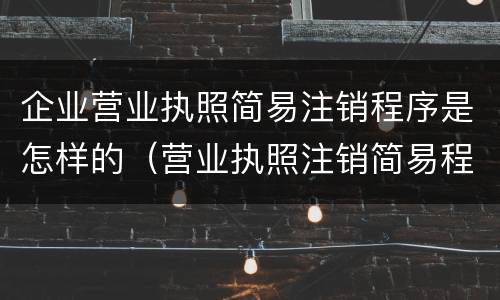 企业营业执照简易注销程序是怎样的（营业执照注销简易程序怎么弄）
