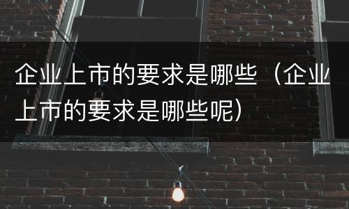 企业上市的要求是哪些（企业上市的要求是哪些呢）
