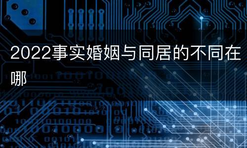 2022事实婚姻与同居的不同在哪