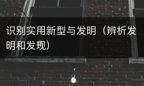 识别实用新型与发明（辨析发明和发现）