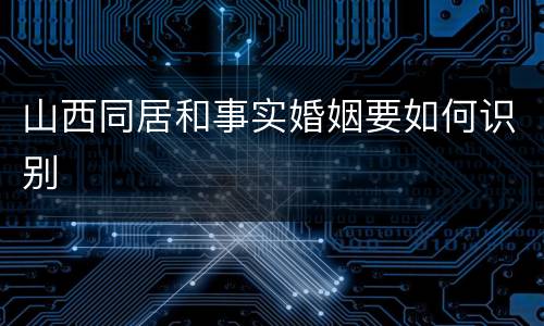 山西同居和事实婚姻要如何识别