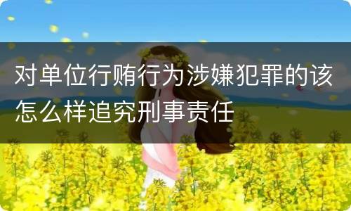 对单位行贿行为涉嫌犯罪的该怎么样追究刑事责任