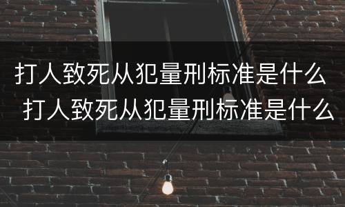 打人致死从犯量刑标准是什么 打人致死从犯量刑标准是什么