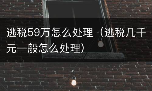 逃税59万怎么处理（逃税几千元一般怎么处理）