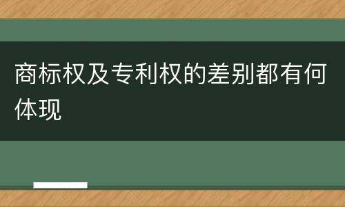 商标权及专利权的差别都有何体现