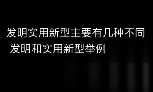 发明实用新型主要有几种不同 发明和实用新型举例