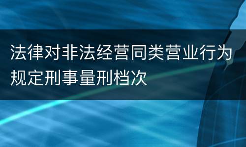 法律对非法经营同类营业行为规定刑事量刑档次