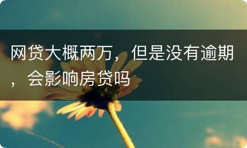 网贷大概两万，但是没有逾期，会影响房贷吗