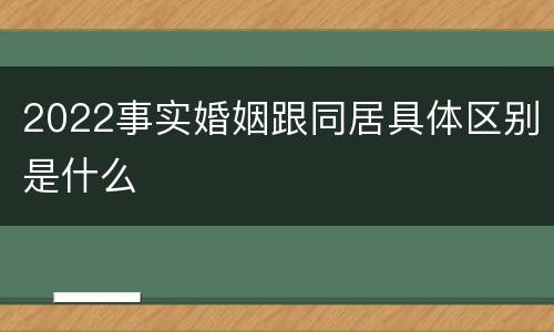 2022事实婚姻跟同居具体区别是什么