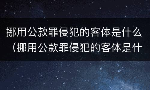 挪用公款罪侵犯的客体是什么（挪用公款罪侵犯的客体是什么行为）