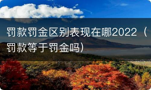 罚款罚金区别表现在哪2022（罚款等于罚金吗）