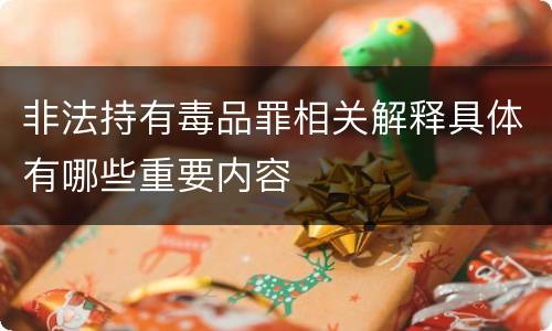 非法持有毒品罪相关解释具体有哪些重要内容