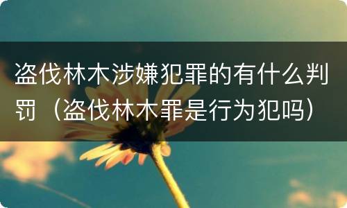 盗伐林木涉嫌犯罪的有什么判罚（盗伐林木罪是行为犯吗）