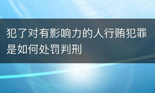 犯了对有影响力的人行贿犯罪是如何处罚判刑