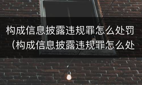 构成信息披露违规罪怎么处罚（构成信息披露违规罪怎么处罚的）