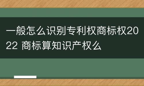 一般怎么识别专利权商标权2022 商标算知识产权么