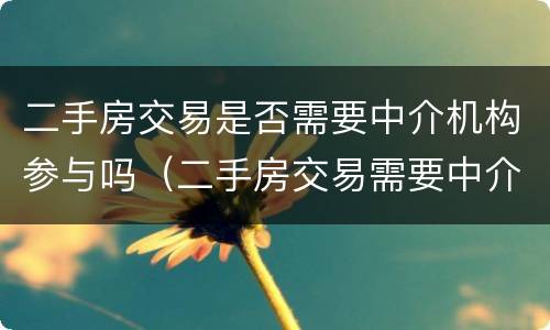 二手房交易是否需要中介机构参与吗（二手房交易需要中介公司吗）