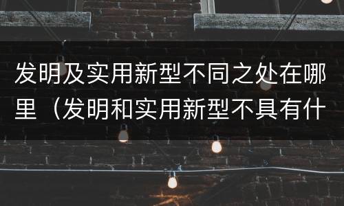 发明及实用新型不同之处在哪里（发明和实用新型不具有什么特性）