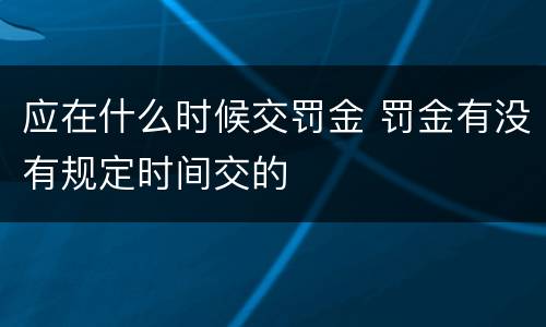 应在什么时候交罚金 罚金有没有规定时间交的