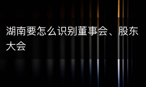 湖南要怎么识别董事会、股东大会