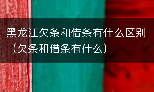 黑龙江欠条和借条有什么区别（欠条和借条有什么）