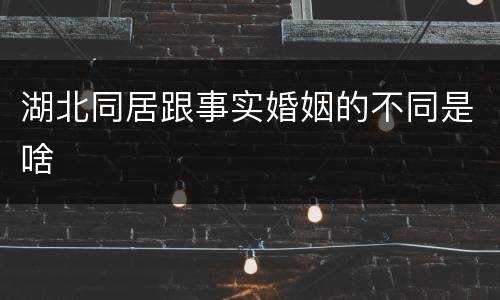 湖北同居跟事实婚姻的不同是啥