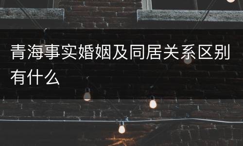 青海事实婚姻及同居关系区别有什么