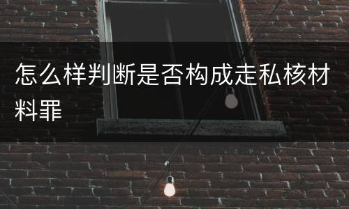 怎么样判断是否构成走私核材料罪