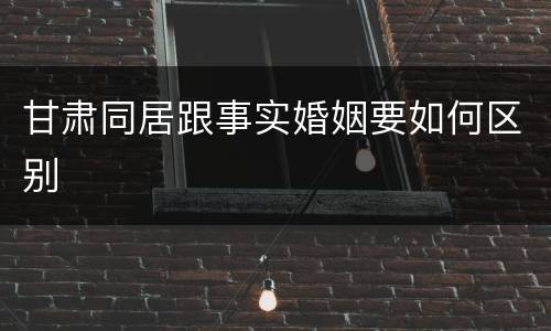 甘肃同居跟事实婚姻要如何区别