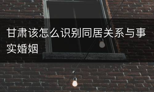 甘肃该怎么识别同居关系与事实婚姻