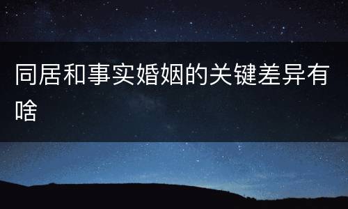 同居和事实婚姻的关键差异有啥
