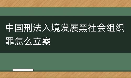中国刑法入境发展黑社会组织罪怎么立案