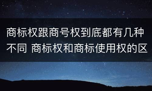 商标权跟商号权到底都有几种不同 商标权和商标使用权的区别