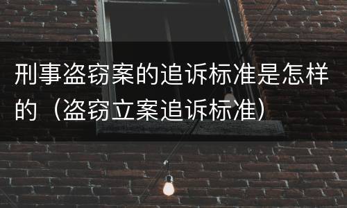 刑事盗窃案的追诉标准是怎样的（盗窃立案追诉标准）