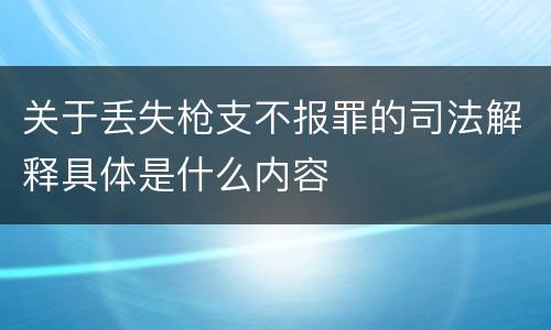 关于丢失枪支不报罪的司法解释具体是什么内容